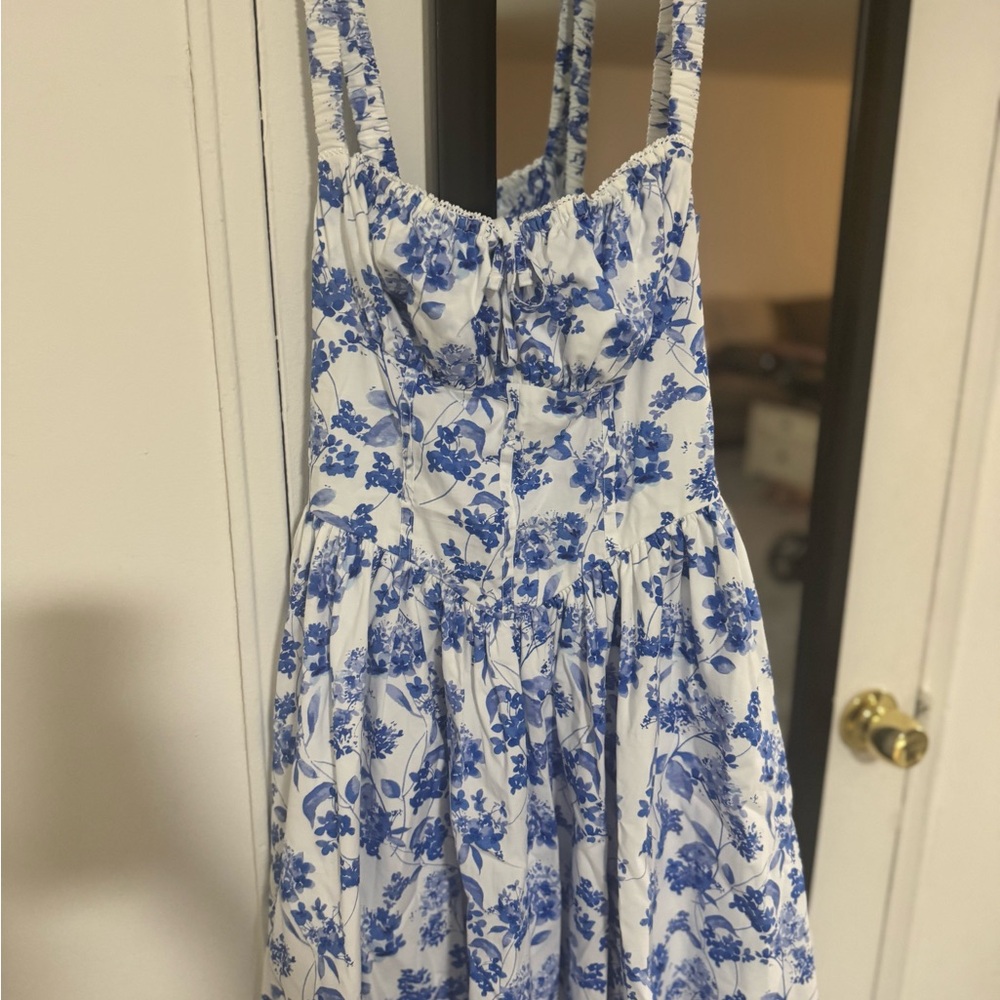 Floral Blue and White Dress